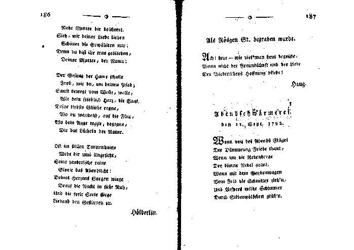 carl lang almanach 1797 - p 186/187