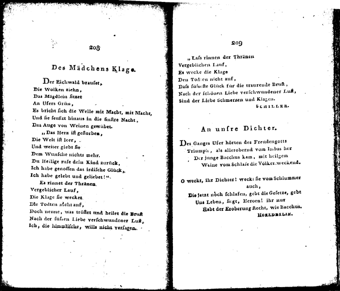 schiller musenalmanach 1799 - p 208/209