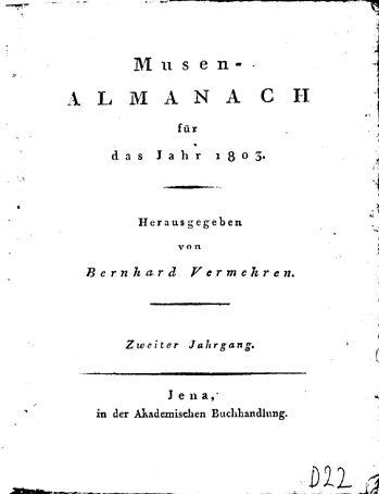 vermehren musen-almanach 1803 - bandtitel