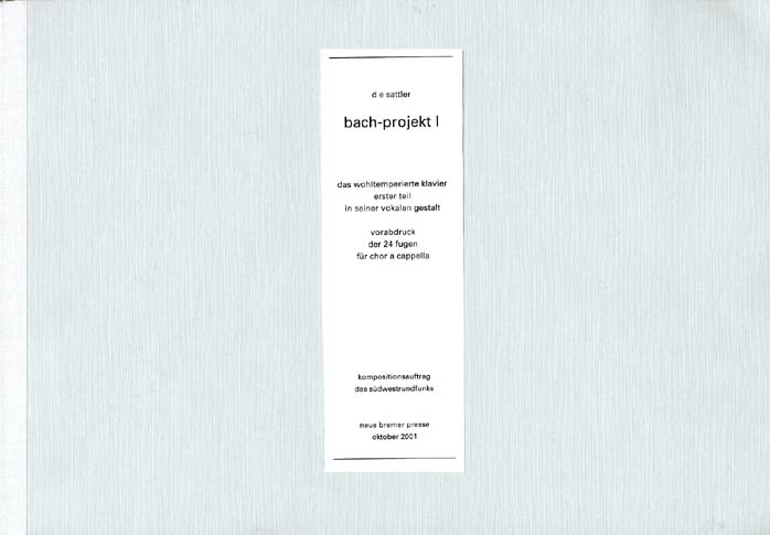 das wohltemperierte klavier I - cover