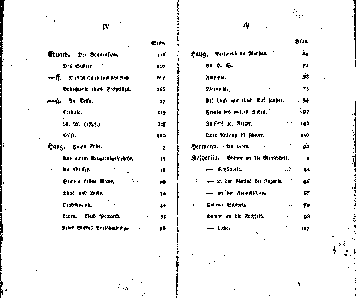 staeudlin blumenlese 1793 - inhalt p IV/V