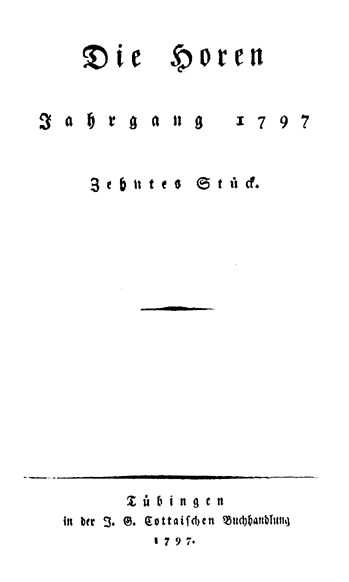 die horen zehntes stueck - hefttitel