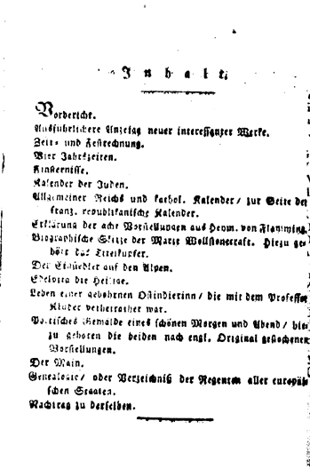 brittischer damenkalender 1800 - inhalt