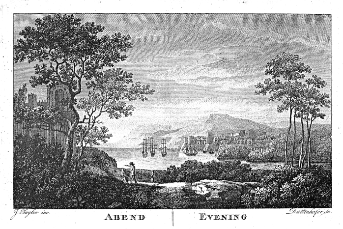 brittischer damenkalender 1800 - kupfer 'Abend / Evening'