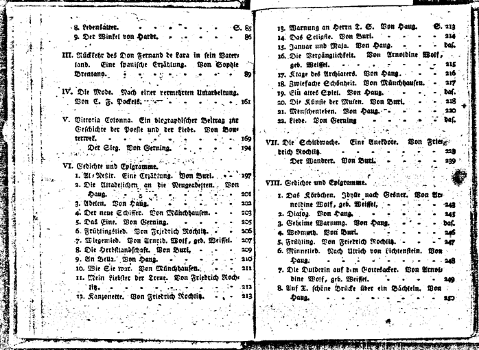 wilmans taschenbuch 1805 - inhaltsverzeichnis 2