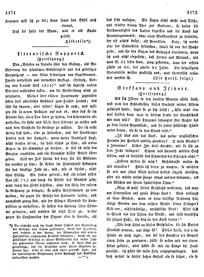 zeitung fuer die elegante welt 1824 - spalte 1170/1171